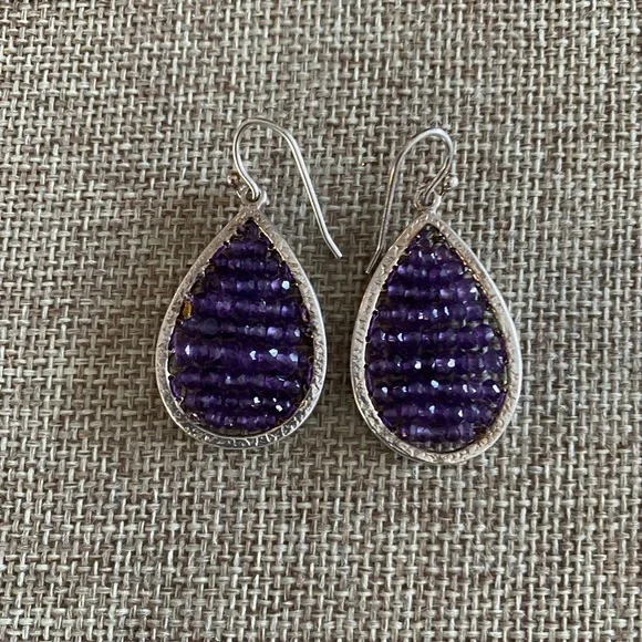 Silpada Amethyst Crystal Teardrop Earrings - Picture 4 of 7
